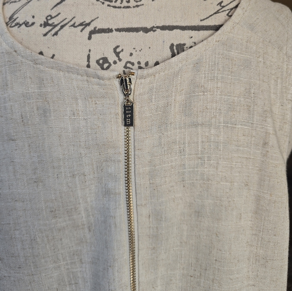 I Love Tyler Madison Oatmeal Tan Sleeveless Linen Blend Tank Top L - Picture 5 of 7